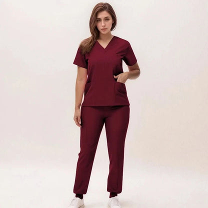 Cleo | Women's V-Neck Medical Scrub Set with Jogger Trousers