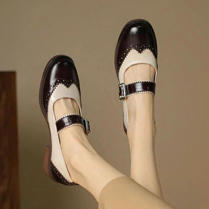 Tove | Flache Brogues für Damen im Vintage-Stil mit Riemen