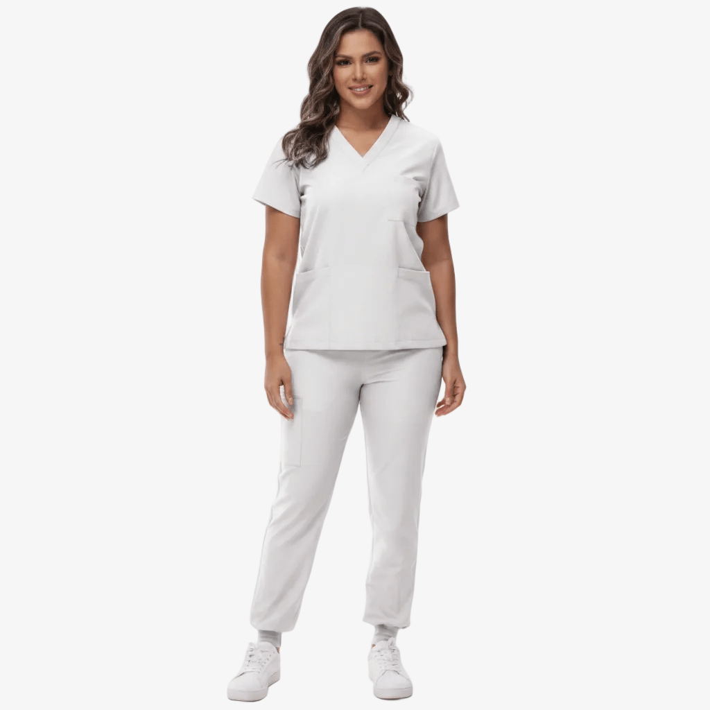 Cleo | Women's V-Neck Medical Scrub Set with Jogger Trousers