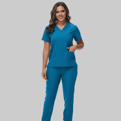 Cleo | Women's V-Neck Medical Scrub Set with Jogger Trousers