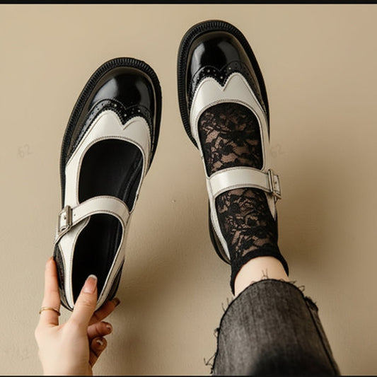 Tove | Women's Vintage Brogue Strap Flat Shoes