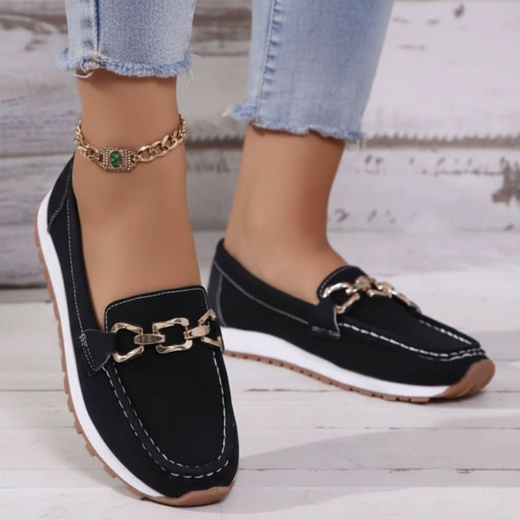 Reese | Women's Chain Loafers with Flat Wedge Sole