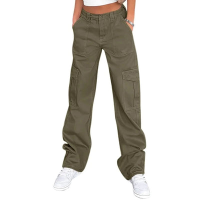 Greer | Women's High Waist Wide Leg Cargo Trousers