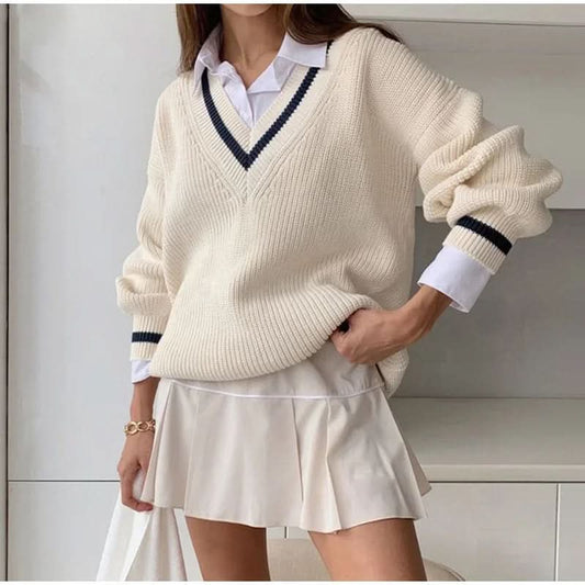 Mable | Damen-Winterstrickpullover mit V-Ausschnitt