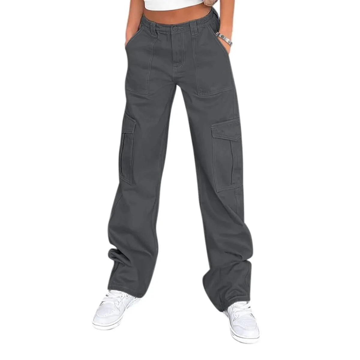 Greer | Women's High Waist Wide Leg Cargo Trousers