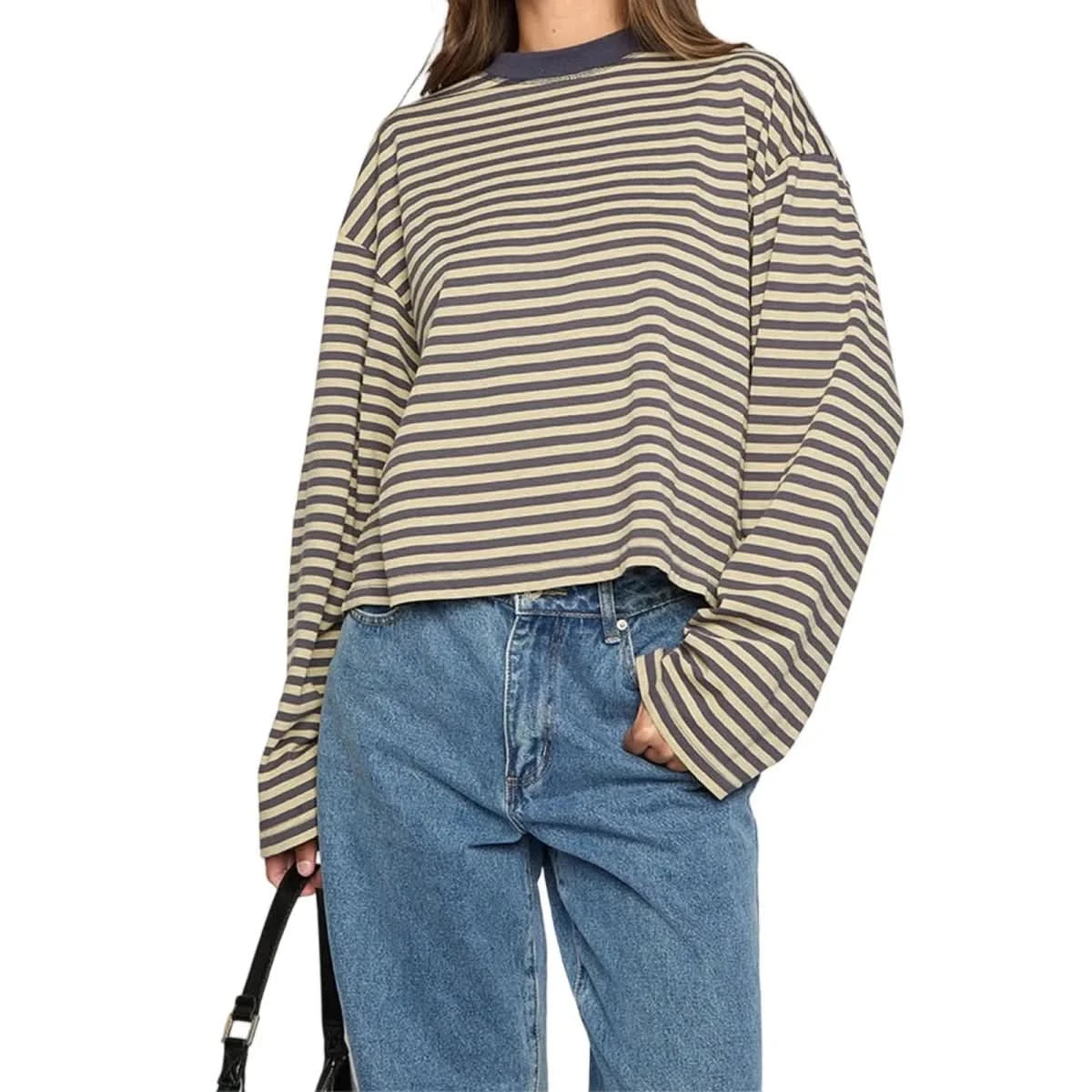 Quinn | Women's Striped Oversized Long Sleeve Top