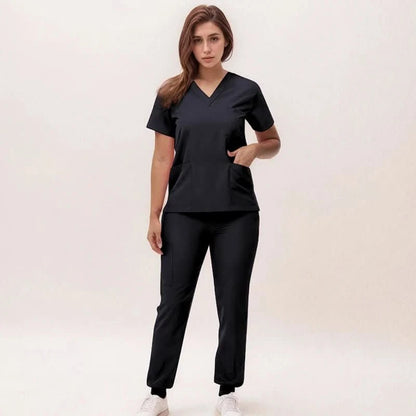 Cleo | Women's V-Neck Medical Scrub Set with Jogger Trousers