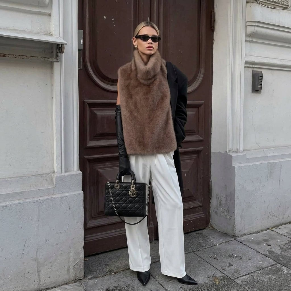 Romy | Women's Faux Fur Turtleneck Winter Vest