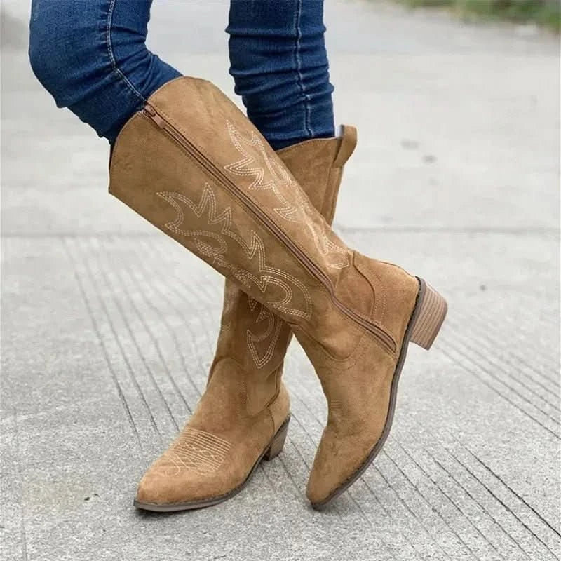 Quinn | Botas vaqueras bordadas hasta la rodilla para mujer