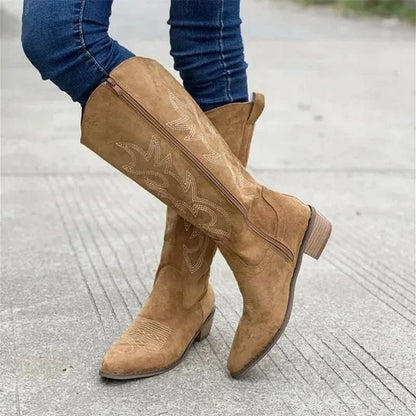 Quinn | Botas vaqueras bordadas hasta la rodilla para mujer