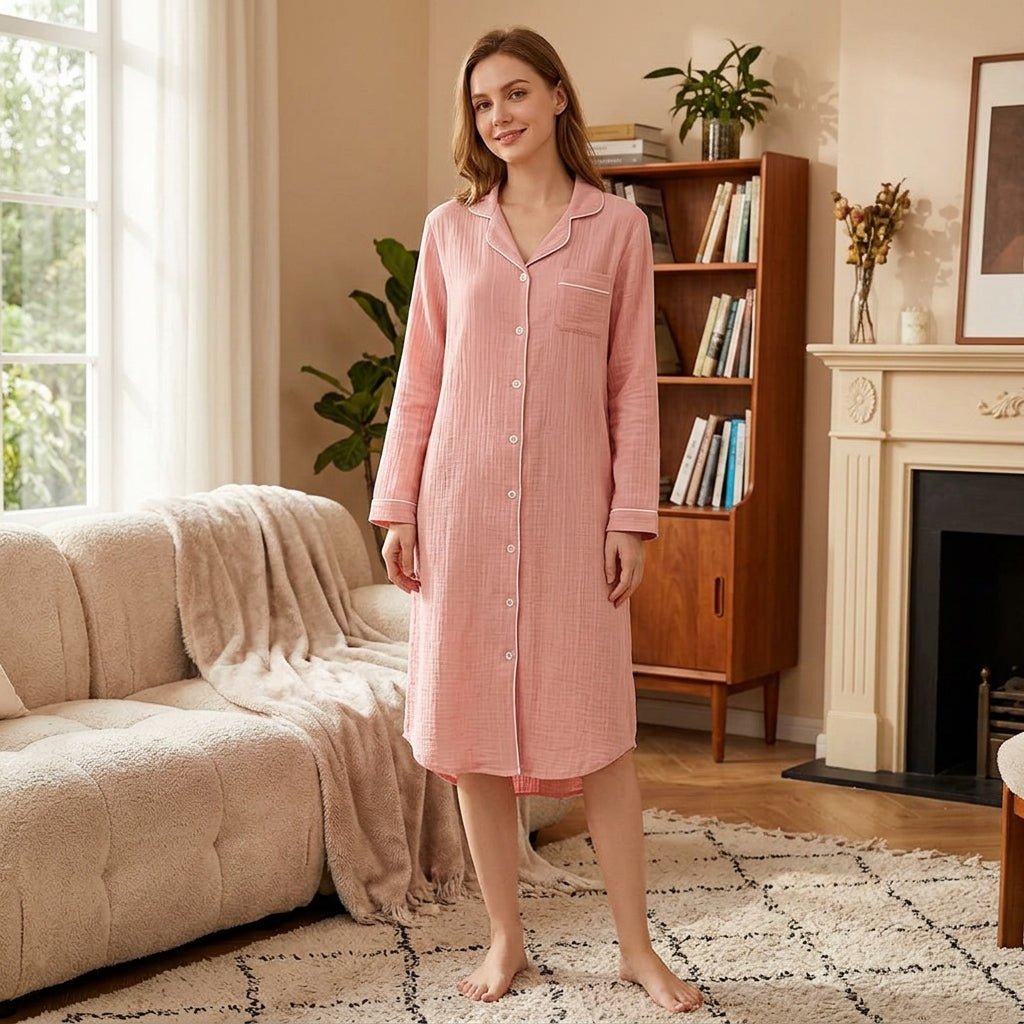 Sadie | Women's Striped Long-Sleeve Lounge Dress