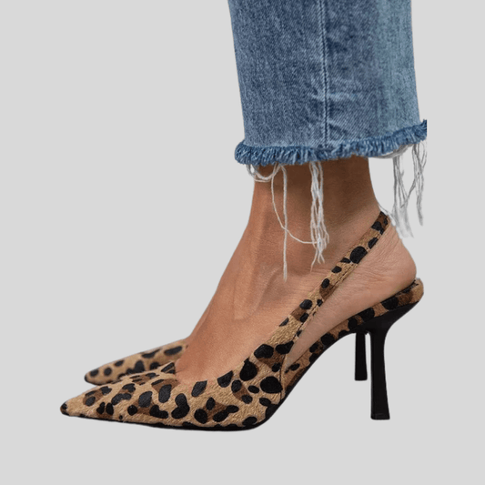 Dakota | Women's Leopard Print Pointed Toe Slingback Heels