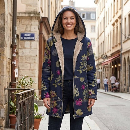 Vintage Inspired Flower Print Coat for Cold Weather Wear