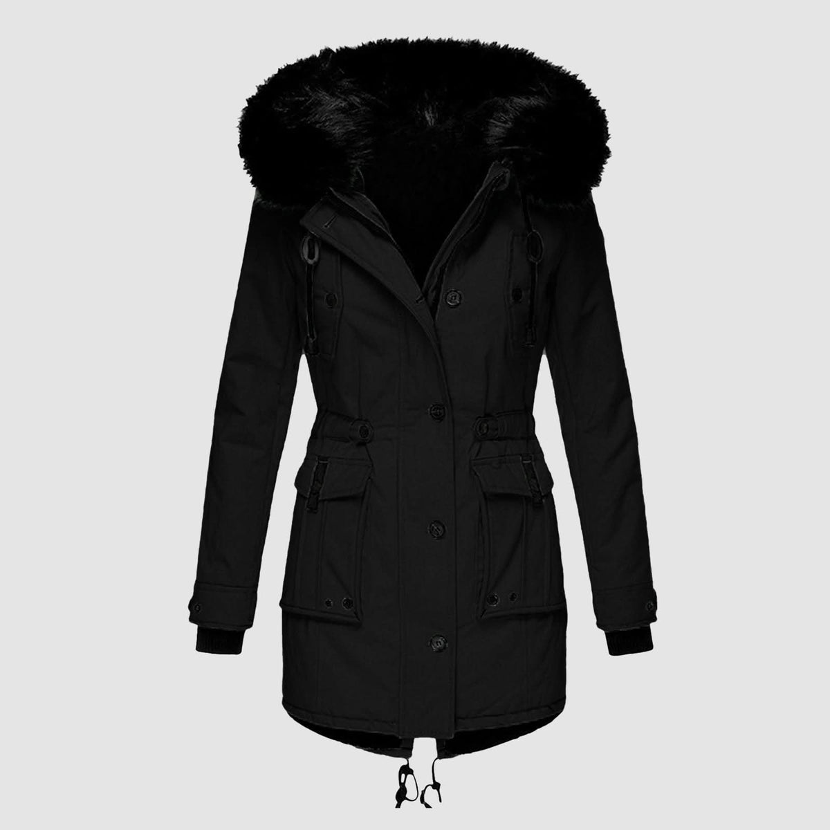 Juno | Women's Faux Fur Hooded Drawstring Coat
