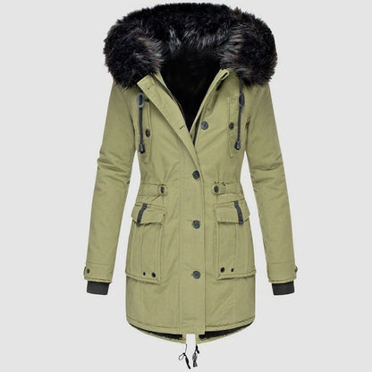 Juno | Women's Faux Fur Hooded Drawstring Coat