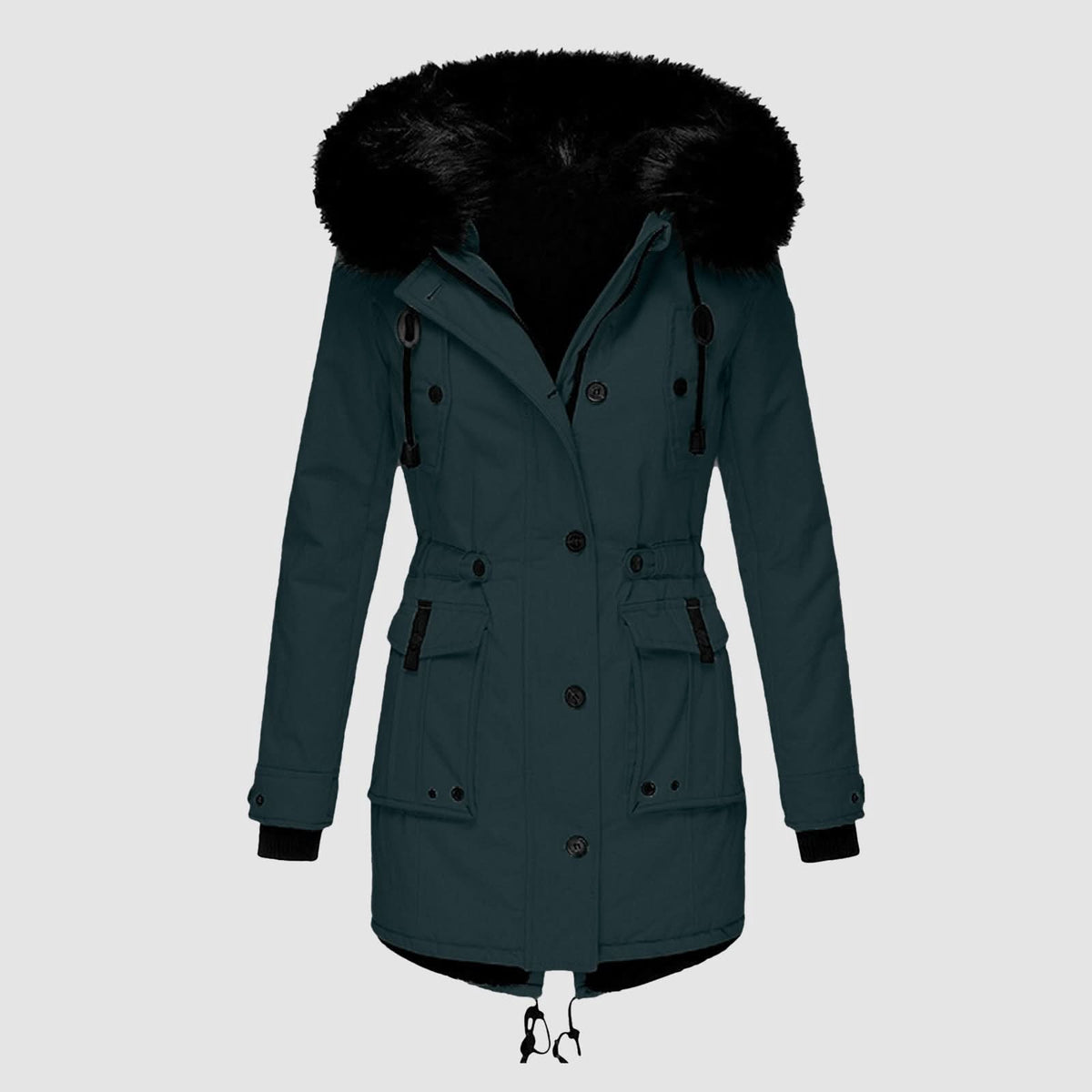 Juno | Women's Faux Fur Hooded Drawstring Coat
