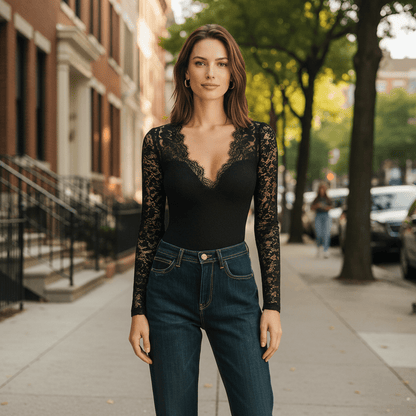 Remi | Women's Long Sleeve Lace V-Neck Top