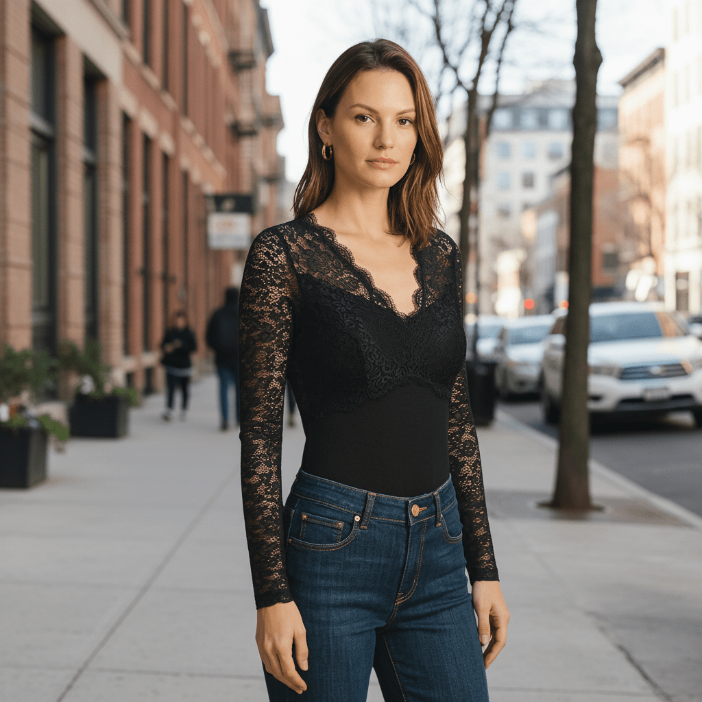 Remi | Women's Long Sleeve Lace V-Neck Top