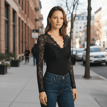Remi | Women's Long Sleeve Lace V-Neck Top
