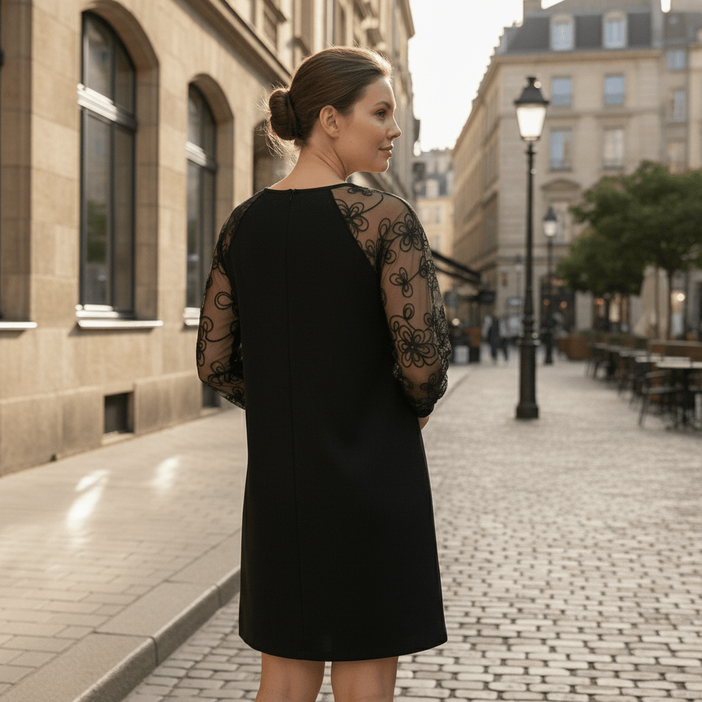 Tove | Women's Lace Sleeve Round Neck Dress