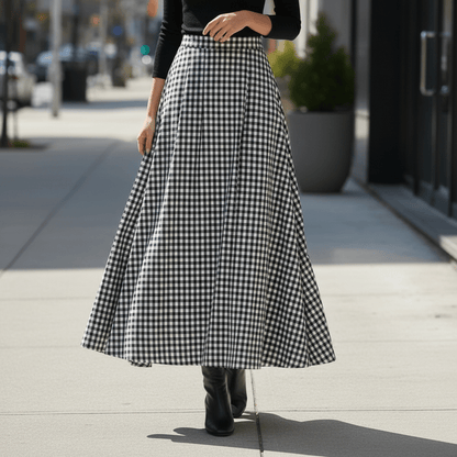 Tove | Women's Check High-Waisted Classic-Fit Skirt
