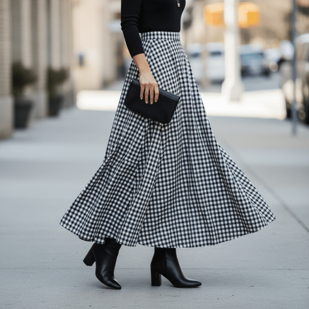 Tove | Women's Check High-Waisted Classic-Fit Skirt