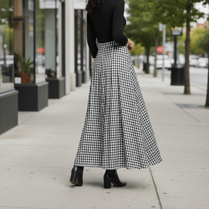 Tove | Women's Check High-Waisted Classic-Fit Skirt