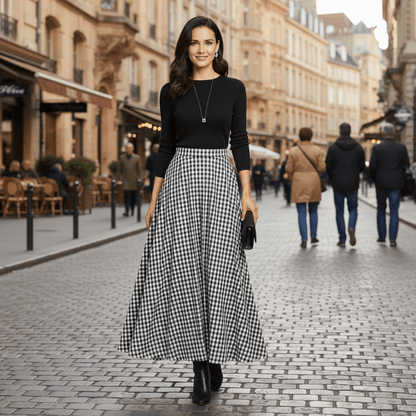 Tove | Women's Check High-Waisted Classic-Fit Skirt