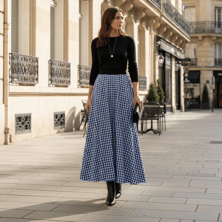 Tove | Women's Check High-Waisted Classic-Fit Skirt