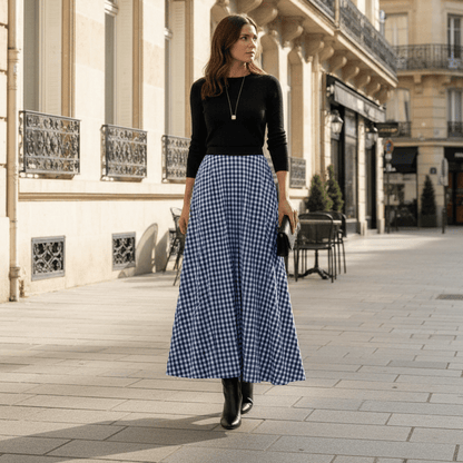Tove | Women's Check High-Waisted Classic-Fit Skirt