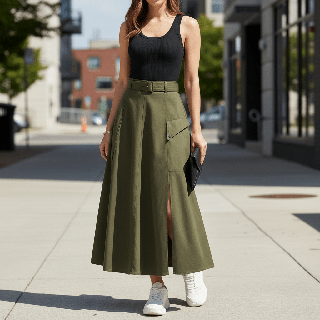 Easy Outfit High Slit Skirt