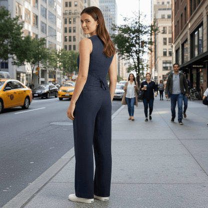 Juno | Women's Tailored Waistcoat Set with Wide-Leg Trousers