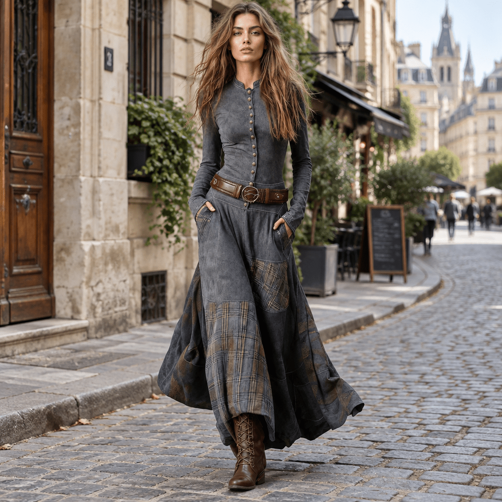 Piper | Women's Long Sleeve Button Detail Dress