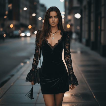 Billie | Women's Lace Detail Mini Occasion Dress