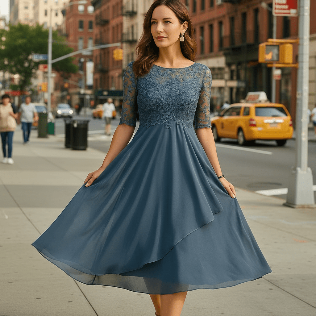 Nika | Women's Half-Sleeve Formal Evening Dress
