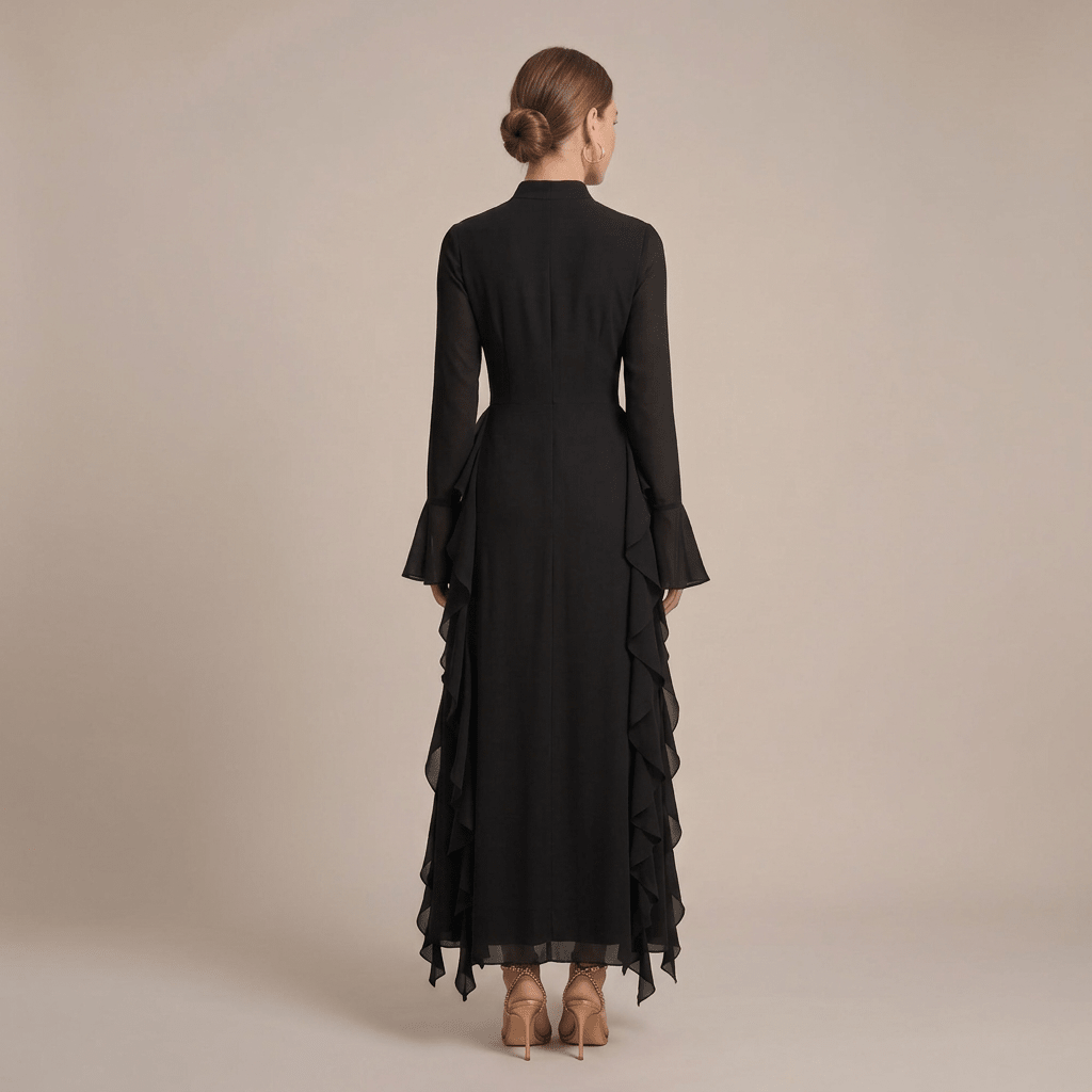 Mae | Women's Winter High Neck Ruffle Bodycon Dress