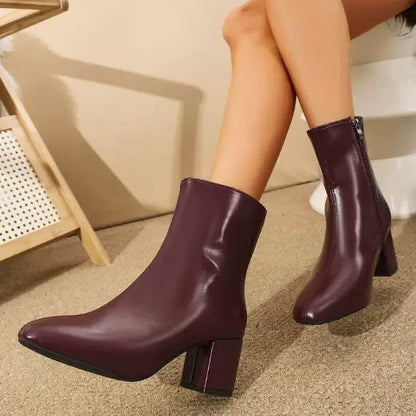 Spitz zulaufende Stiefeletten für Damen mit Blockabsatz