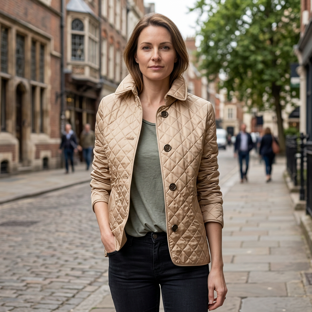Beige coat sidewalk photo