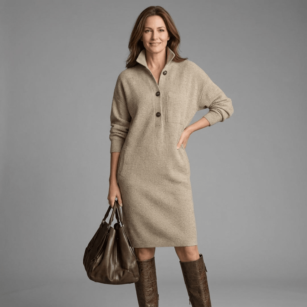 Beige dress studio photo