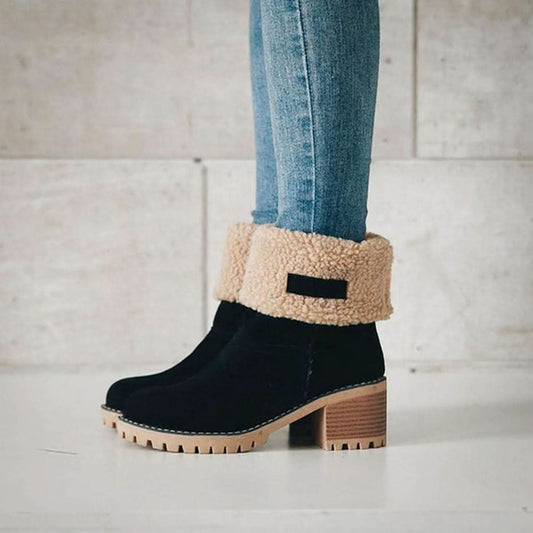 Kristal | Women's Faux Fur Cuff Winter Ankle Boots