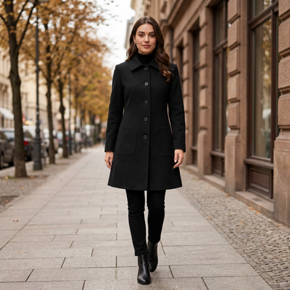 Black coat sidewalk image