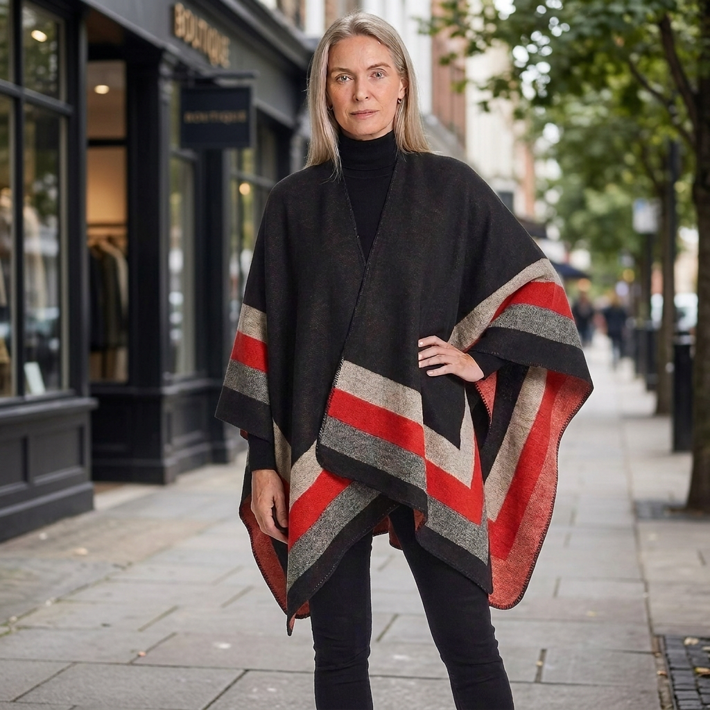 Black striped poncho