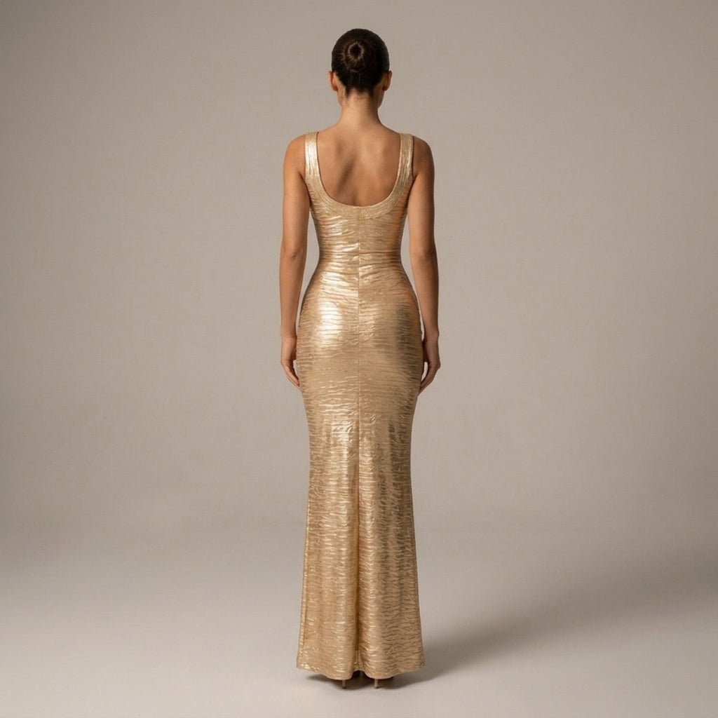 Indie | Women's Metallic Scoop Neck Maxi Dress