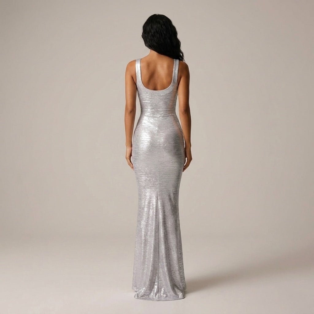 Indie | Women's Metallic Scoop Neck Maxi Dress