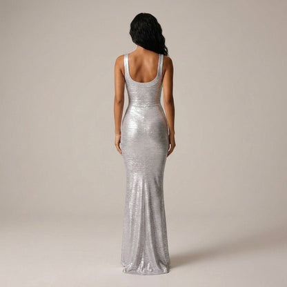 Indie | Women's Metallic Scoop Neck Maxi Dress