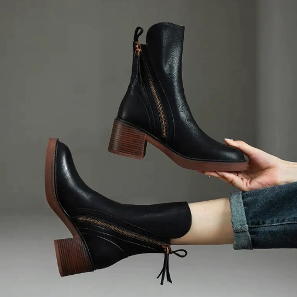 Quinn | Women's Block Heel Zip Ankle Boots