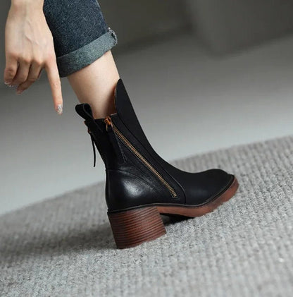 Quinn | Women's Block Heel Zip Ankle Boots