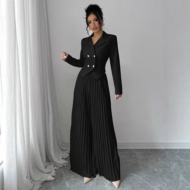 Cleo | Women's Pleated Wide Leg Trousers Set