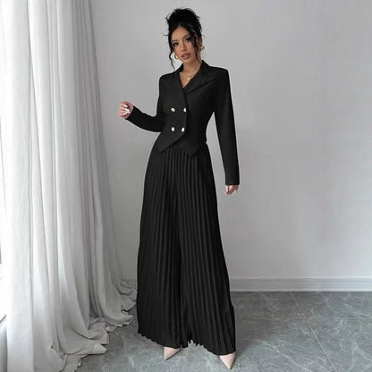 Cleo | Women's Pleated Wide Leg Trousers Set
