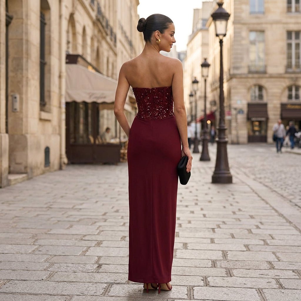Inez | Women's Beaded Corset Maxi Dress for Winter